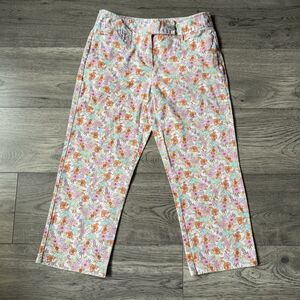 Villager by Liz Claiborne Women's Casual Pink Floral Crop Pants - Size 6